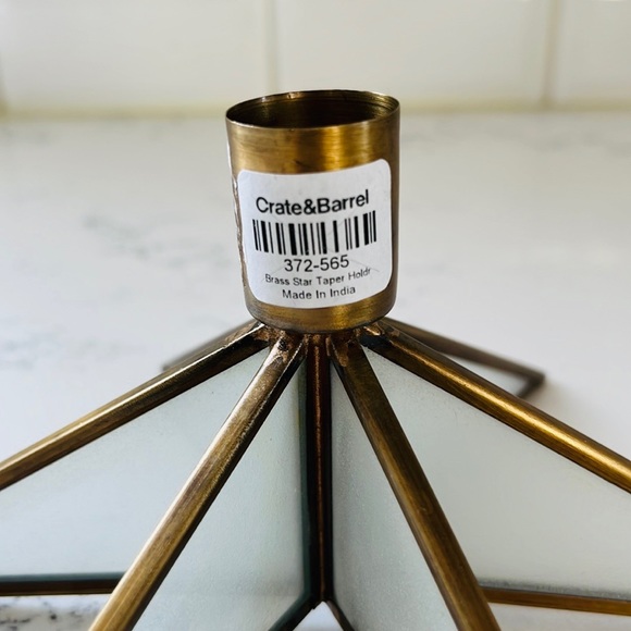 Crate&barrel Brass Star Taper Candle Holder - Picture 9 of 11